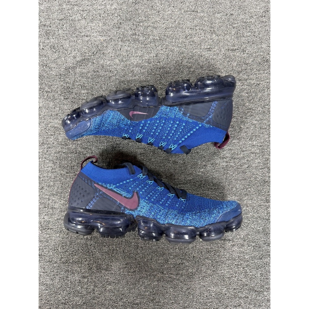 Nike Air VaporMax Flyknit 2 Shoes Mens 8 Blue Maroon Sneakers 942842-401 - Picture 8 of 14